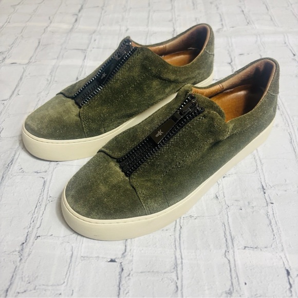 Frye Shoes - Frye Lena Shoes Womens Size 8.5 M Green Suede Zipper Comfort Casual Sneakers